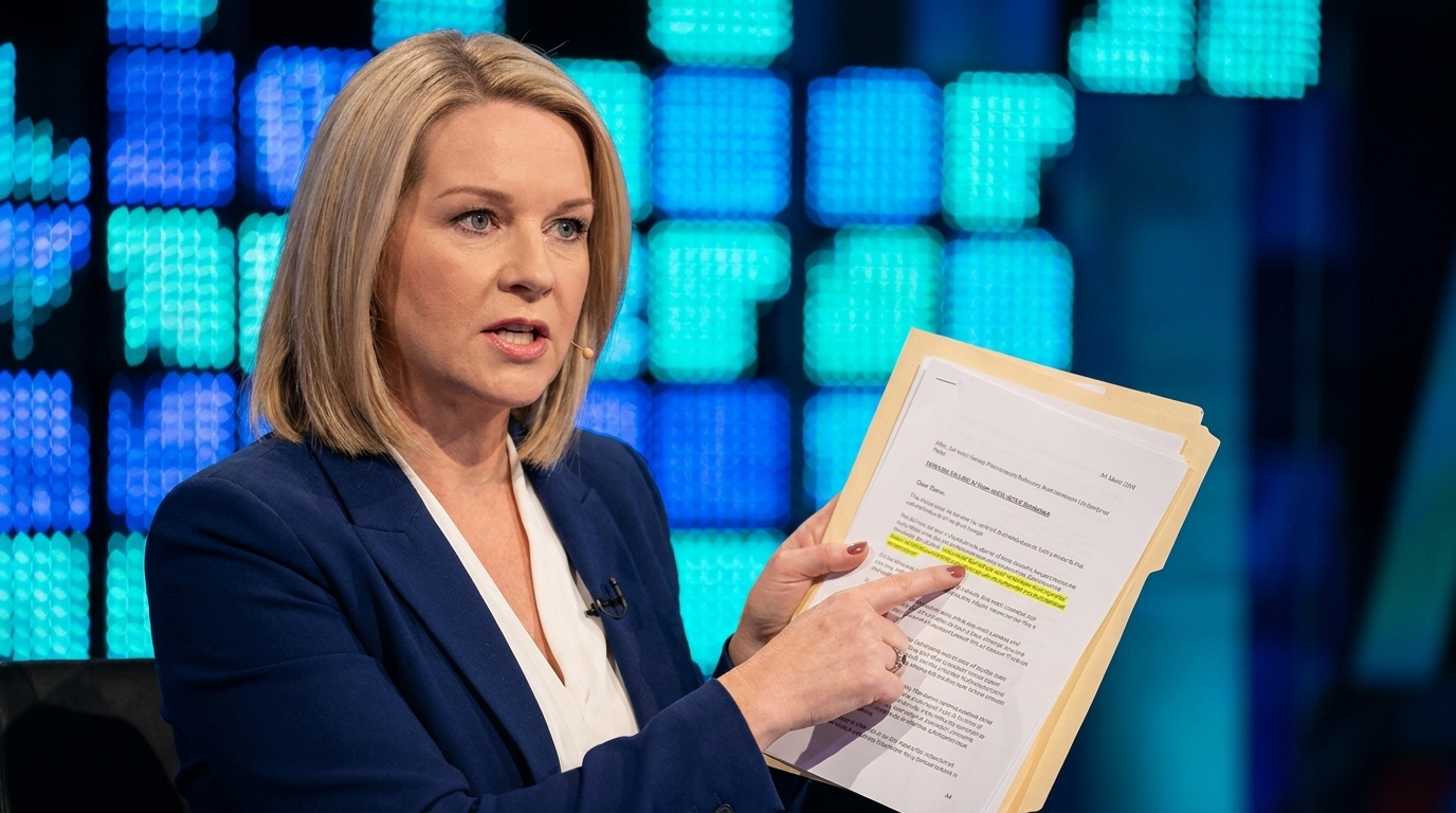 Claire Byrne holding documents